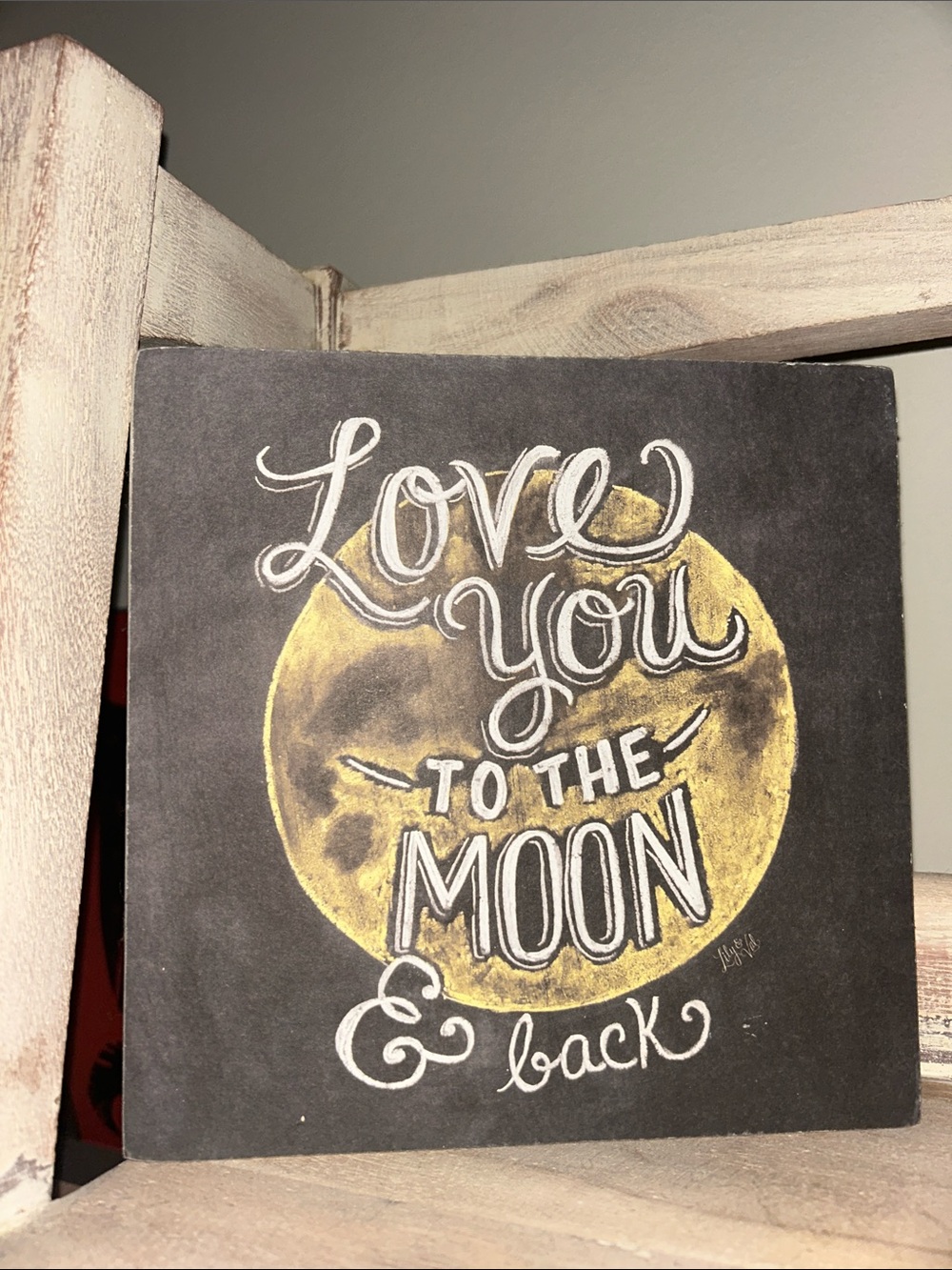Primitives by Kathy Black and Gold 'Love You to the Moon' Wall Plaque